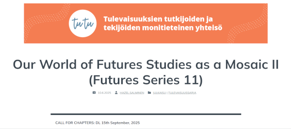 Call for Chapters: Our World of Futures Studies as a Mosaic, Part 2