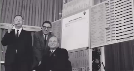 From the left, Ted Gordon, Hans Goldschmidt and Olaf Helmer in 1967 at the release of their Kaiser Future Game (the birth of the Cross Impact Analysis)
